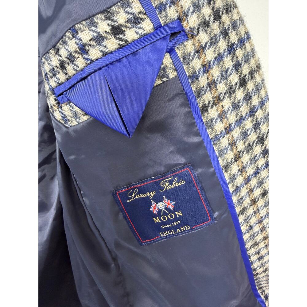 J Crew Campbell Blazer Houndstooth Moon Wool Elbow Patches Womens 0 Equestrian - Picture 3 of 13
